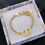 Dior CD Navy Bracelet Gold Tone For Women