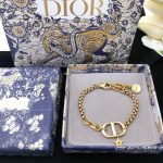 Dior CD Navy Bracelet Gold Tone For Women