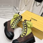 Fendi FD Domino Biker Boots Light Green For Women 8T8381ALJ0F1JFU