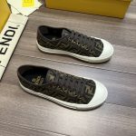Fendi FD Domino Fabric Low-Tops Sneakers Brown For Men 7E1553AJZXF0R7V