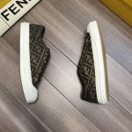 Fendi FD Domino Fabric Low-Tops Sneakers Brown For Men 7E1553AJZXF0R7V