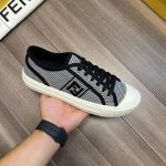 Fendi FD Domino Fabric Low-Tops Sneakers Black For Men 7E1553AKX2F1DVL