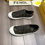 Fendi FD Domino Fabric Low-Tops Sneakers Brown For Men 7E1553AJZXF0R7V