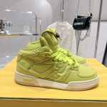 FD Fendi Match Lace-Up High-Top Sneakers Green For Women