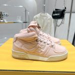 FD Fendi Match Lace-Up High-Top Sneakers Pink For Women 8E8380ALIRF1JG9