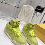 FD Fendi Match Lace-Up High-Top Sneakers Green For Women