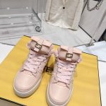 FD Fendi Match Lace-Up High-Top Sneakers Pink For Women 8E8380ALIRF1JG9