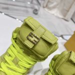 FD Fendi Match Lace-Up High-Top Sneakers Green For Women