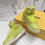 FD Fendi Match Lace-Up High-Top Sneakers Green For Women