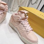 FD Fendi Match Lace-Up High-Top Sneakers Pink For Women 8E8380ALIRF1JG9