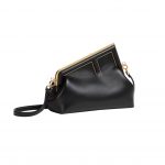 Fendi FD Midi First Bag Black/Beige/ Dark Brown For Women 11.8 in/ 30 cm 8BP137ABVEF0KUR
