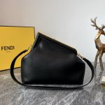 Fendi FD Midi First Bag Black/Beige/ Dark Brown For Women 11.8 in/ 30 cm 8BP137ABVEF0KUR