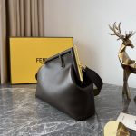 Fendi FD Midi First Bag Black/Beige/ Dark Brown For Women 11.8 in/ 30 cm 8BP137ABVEF0KUR