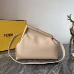Fendi FD Midi First Bag Black/Beige/ Dark Brown For Women 11.8 in/ 30 cm 8BP137ABVEF0KUR