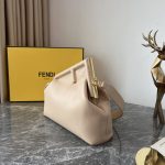 Fendi FD Midi First Bag Black/Beige/ Dark Brown For Women 11.8 in/ 30 cm 8BP137ABVEF0KUR