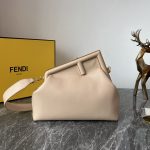 Fendi FD Midi First Bag Black/Beige/ Dark Brown For Women 11.8 in/ 30 cm 8BP137ABVEF0KUR