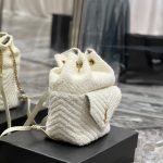 Saint Laurent Joe Backpack Gold/Black/White For Women‎ 11.5in/29cm 6726091EL071000