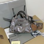 Balenciaga Neo Cagole City Small Handbag White/Silver For Women‎ 10.5in/26.7cm 222342F046015