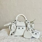 Balenciaga Neo Cagole City Small Handbag White/Silver For Women‎ 10.5in/26.7cm 222342F046015