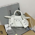 Balenciaga Neo Cagole City Small Handbag White/Silver For Women‎ 10.5in/26.7cm 222342F046015