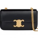 Celine Chain Shoulder Bag Triomphe In Shiny Black/Brown For Women‎ 8in/20.5cm 197993BF4.38NO