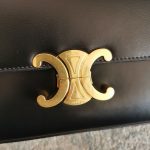 Celine Chain Shoulder Bag Triomphe In Shiny Black Gold Tone/Brown/Balck Sliver Tone For Women‎ 13in/33cm