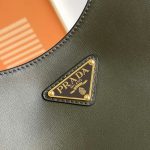 Prada Cleo Brushed Shoulder Bag Brown/Green Khaki For Women 10.6 in / 27 cm
