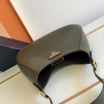 Prada Cleo Brushed Shoulder Bag Brown/Green Khaki For Women 10.6 in / 27 cm