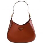 Prada Cleo Brushed Shoulder Bag Brown/Green Khaki For Women 10.6 in / 27 cm
