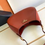 Prada Cleo Brushed Shoulder Bag Brown/Green Khaki For Women 10.6 in / 27 cm