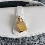 Celine Clutch On Strap Tabou In Triomphe Smooth White/Brown/Black For Women‎ 7in/18cm 10I593DQ1.01CK
