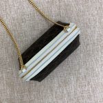Celine Clutch With Chain In Triomphe Canvas White/Red For Women‎ 6in/16cm 10E382CBX.01BC