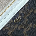 Celine Clutch With Chain In Triomphe Canvas White/Red For Women‎ 6in/16cm 10E382CBX.01BC