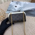 Celine Clutch With Chain In Triomphe Canvas White/Red For Women‎ 6in/16cm 10E382CBX.01BC