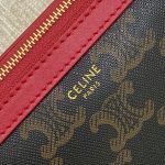 Celine Clutch With Chain In Triomphe Canvas White/Red For Women‎ 6in/16cm 10E382CBX.01BC