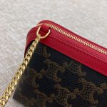 Celine Clutch With Chain In Triomphe Canvas White/Red For Women‎ 6in/16cm 10E382CBX.01BC