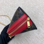 Celine Clutch With Chain In Triomphe Canvas White/Red For Women‎ 6in/16cm 10E382CBX.01BC