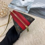 Celine Clutch With Chain In Triomphe Canvas White/Red For Women‎ 6in/16cm 10E382CBX.01BC