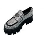 Prada Monolith Ombré Brushed Loafers With Crystal White For Women 2.1 in/ 5.5cm