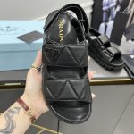 Prada Padded Nappa Sandals Black For Women 0.8 in/ 2cm 1X721M_038_F0002_F_020