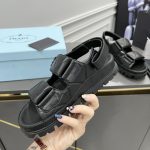 Prada Padded Nappa Sandals Black For Women 0.8 in/ 2cm 1X721M_038_F0002_F_020