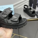 Prada Padded Nappa Sandals Black For Women 0.8 in/ 2cm 1X721M_038_F0002_F_020