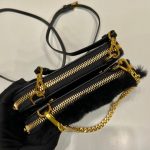 Prada Shearling And Saffiano Mini-Pouch White/ Black For Women 5.9 in / 15 cm 1NR015_2ECY_F0009