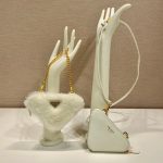 Prada Shearling And Saffiano Mini-Pouch White/ Black For Women 5.9 in / 15 cm 1NR015_2ECY_F0009