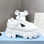 Prada Soft Padded Nappa Lace-Up Shoes White For Women 2.1 in/ 5.5 cm 1E119N_2DL8_F0009_F_055