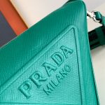 Prada Saffiano Prada Triangle Bag Green/Black/White For Women 11.1 in / 28 cm 2VH155_2FAD_F0458_V_OOO
