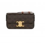 Celine Triomphe Shoulder Bag In Canvas Brown/ Light Yellow/White For Women‎ 8in/20cm 194142CUZ.04LU