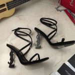Saint Laurent Opyum Sandals In Crepe Satin And Rhinestones Black For Women 7323391UUAV1012