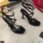 Saint Laurent Opyum Sandals In Crepe Satin And Rhinestones Black For Women 7323391UUAV1012