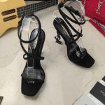 Saint Laurent Opyum Sandals In Crepe Satin And Rhinestones Black For Women 7323391UUAV1012